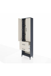 Arges Dolap 3 Raflı 2 Çekmeceli 2 Kapaklı 60x30x221 Antrasit-Aytaşı