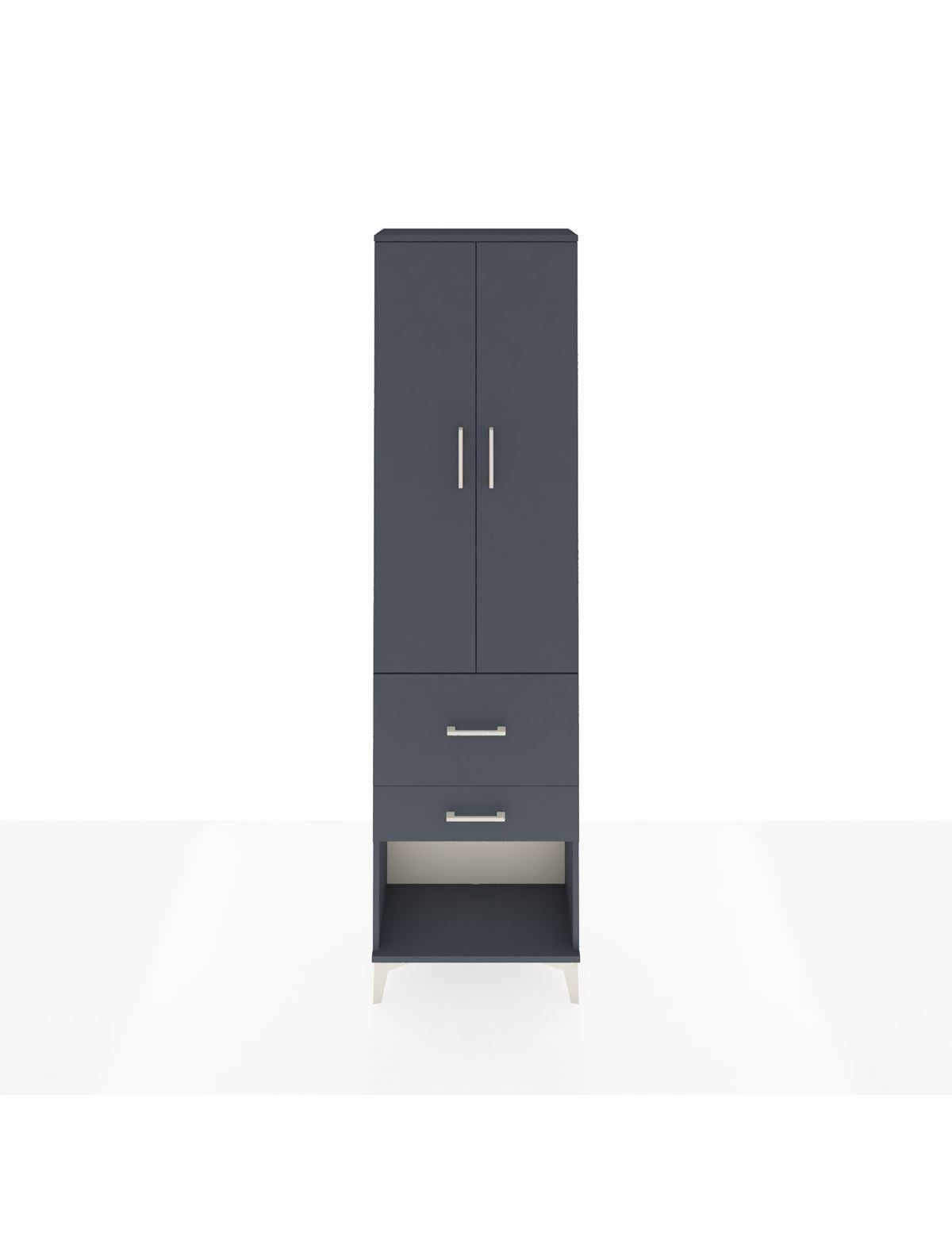 Arges Dolap 3 Raflı 2 Çekmeceli 2 Kapaklı 60x30x221 Antrasit-Antrasit