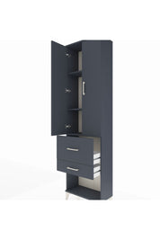 Arges Dolap 3 Raflı 2 Çekmeceli 2 Kapaklı 60x30x221 Antrasit-Antrasit