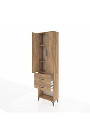 Arges Dolap 3 Raflı 2 Çekmeceli 2 Kapaklı 60x30x221 Çam-Çam