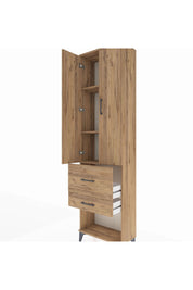 Arges Dolap 3 Raflı 2 Çekmeceli 2 Kapaklı 60x30x221 Çam-Çam