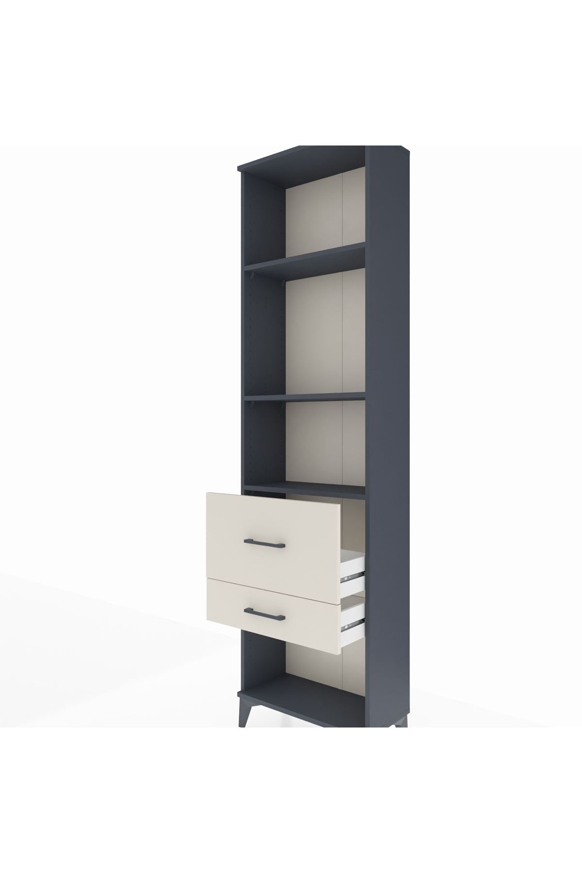 Arges Dolap 3 Raflı 2 Çekmeceli 60x30x221 Antrasit-Aytaşı