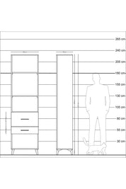 Arges Dolap 3 Raflı 2 Çekmeceli 60x30x221 Antrasit-Aytaşı