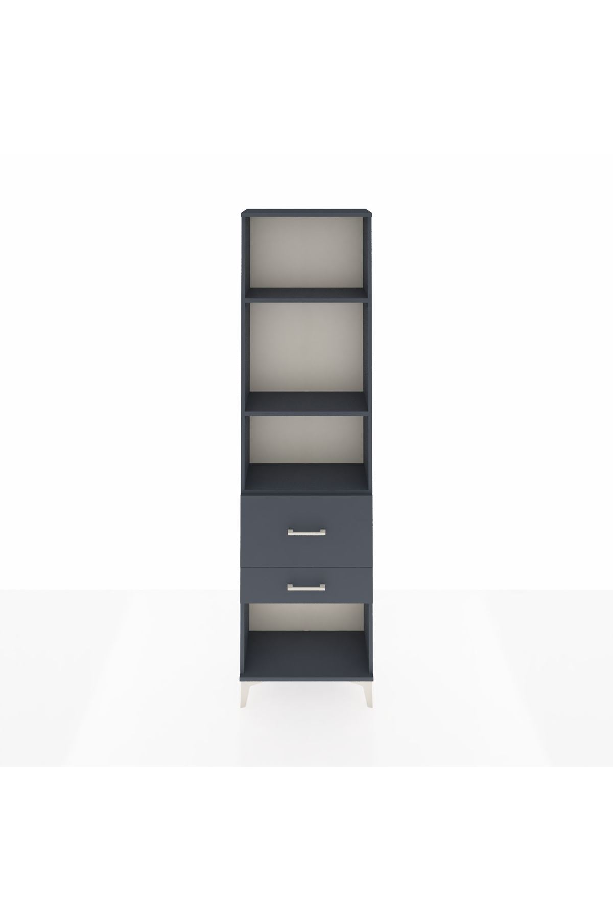 Arges Dolap 3 Raflı 2 Çekmeceli 60x30x221 Antrasit-Antrasit