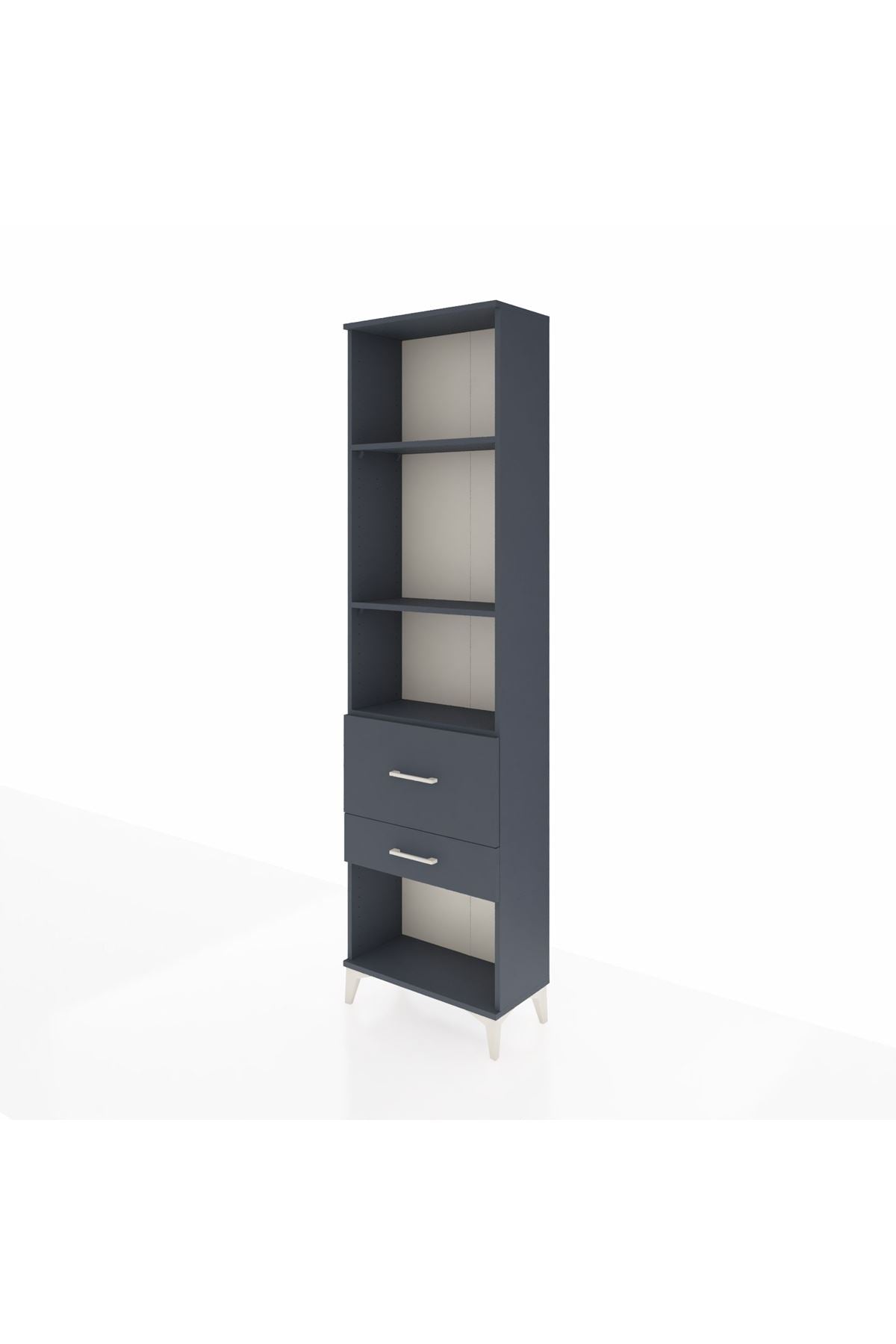 Arges Dolap 3 Raflı 2 Çekmeceli 60x30x221 Antrasit-Antrasit