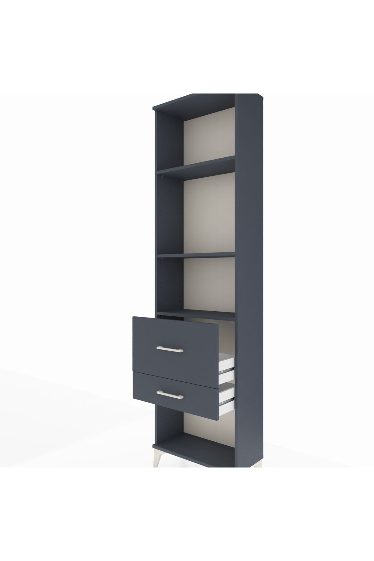 Arges Dolap 3 Raflı 2 Çekmeceli 60x30x221 Antrasit-Antrasit