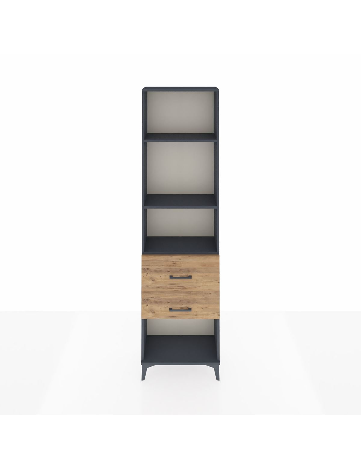 Arges Dolap 3 Raflı 2 Çekmeceli 60x30x221 Antrasit-Çam