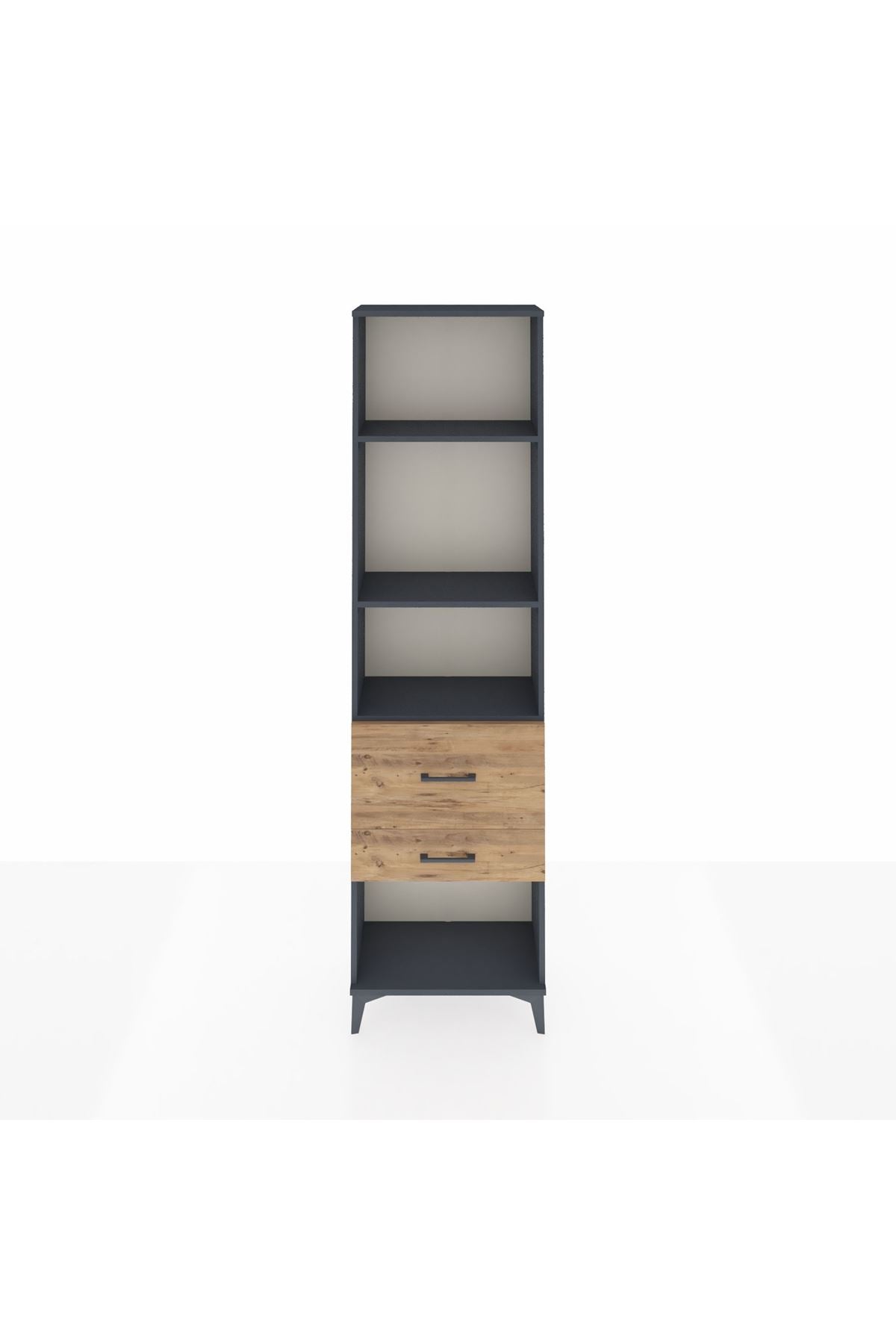 Arges Dolap 3 Raflı 2 Çekmeceli 60x30x221 Antrasit-Çam