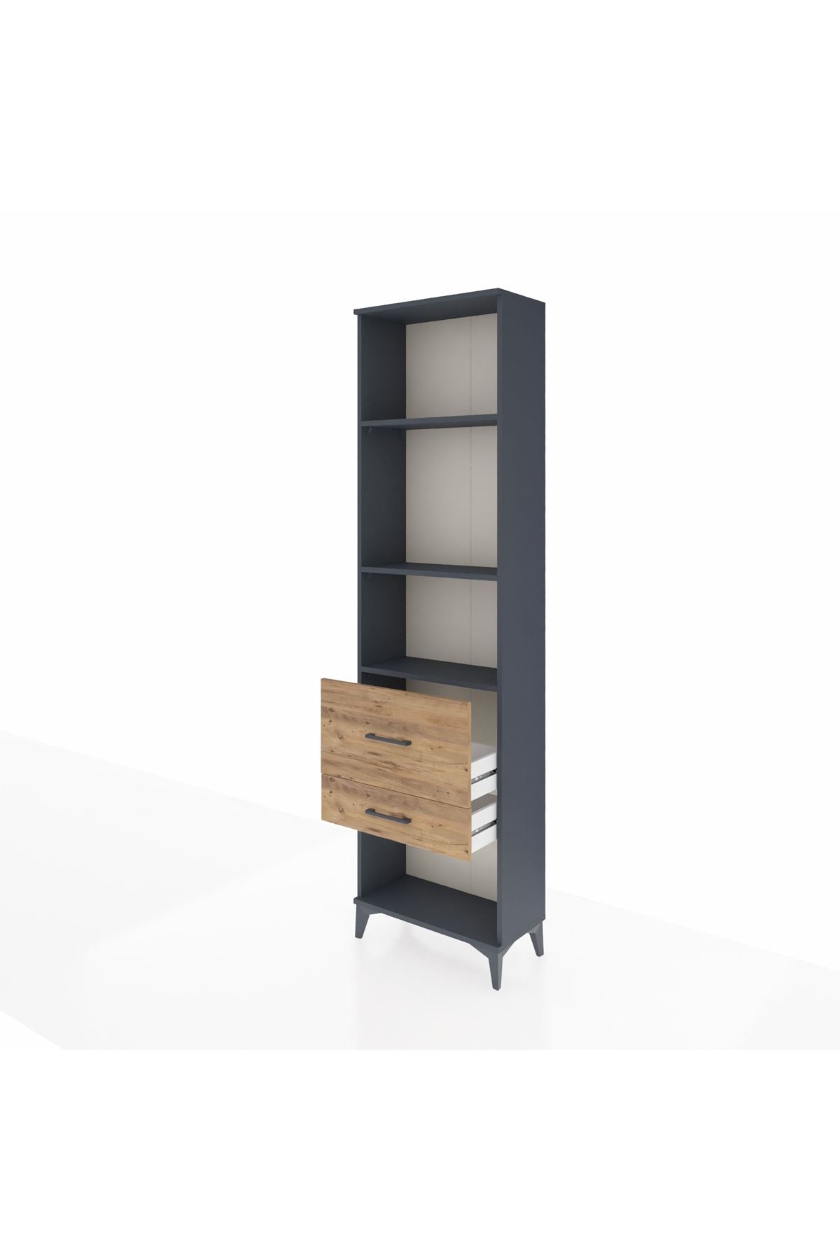 Arges Dolap 3 Raflı 2 Çekmeceli 60x30x221 Antrasit-Çam