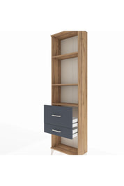 Arges Dolap 3 Raflı 2 Çekmeceli 60x30x221 Çam-Antrasit