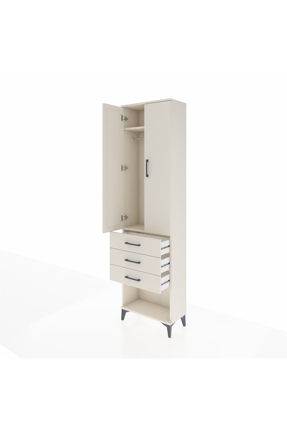 Arges Dolap 2 Raflı 3 Çekmeceli Tek Askılı 60x30x221 - S29M085V1A