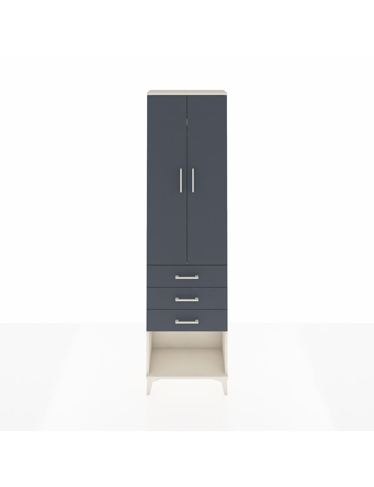 Arges Dolap 2 Raflı 3 Çekmeceli Tek Askılı 60x30x221 Aytaşı-Antrasit