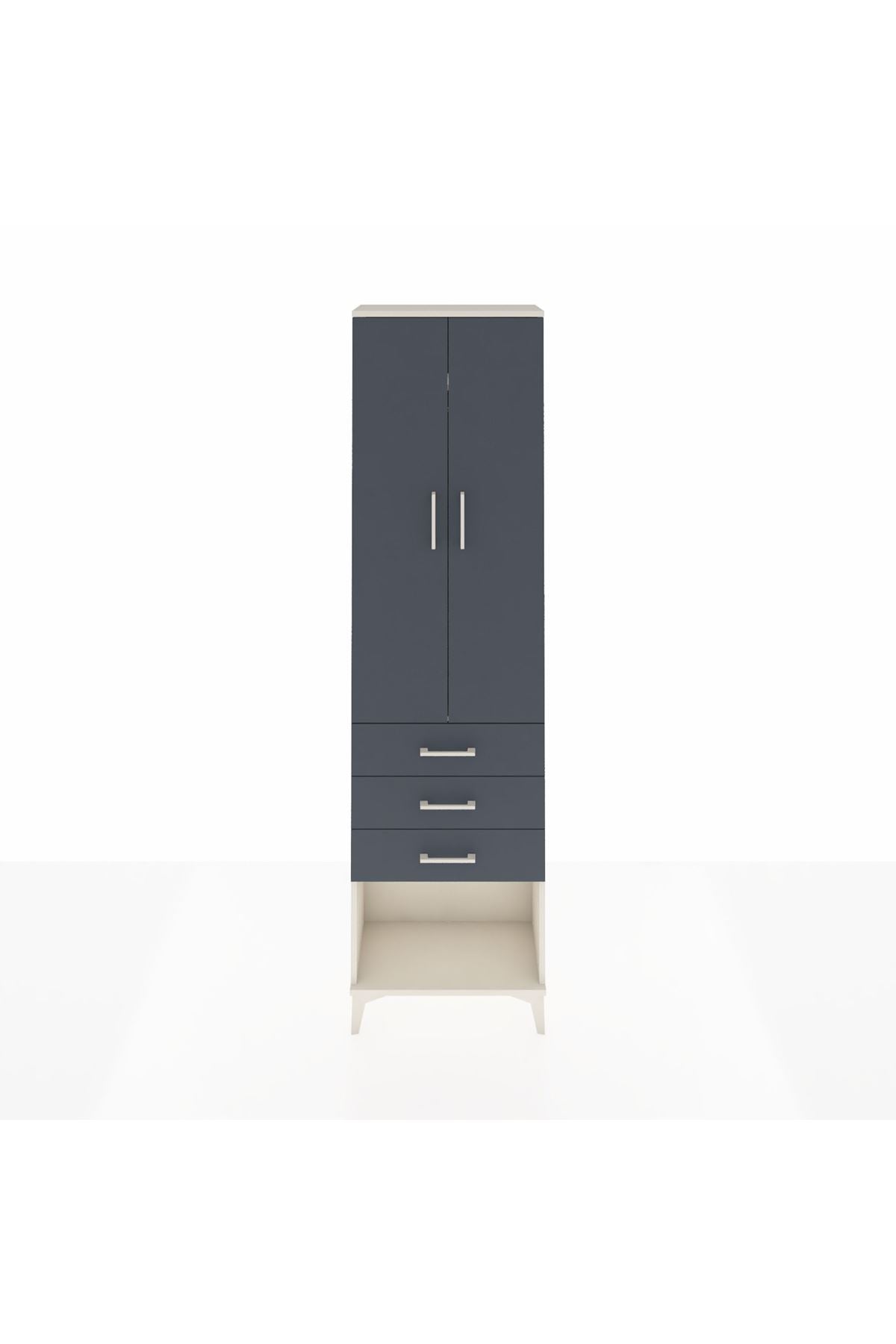 Arges Dolap 2 Raflı 3 Çekmeceli Tek Askılı 60x30x221 Aytaşı-Antrasit