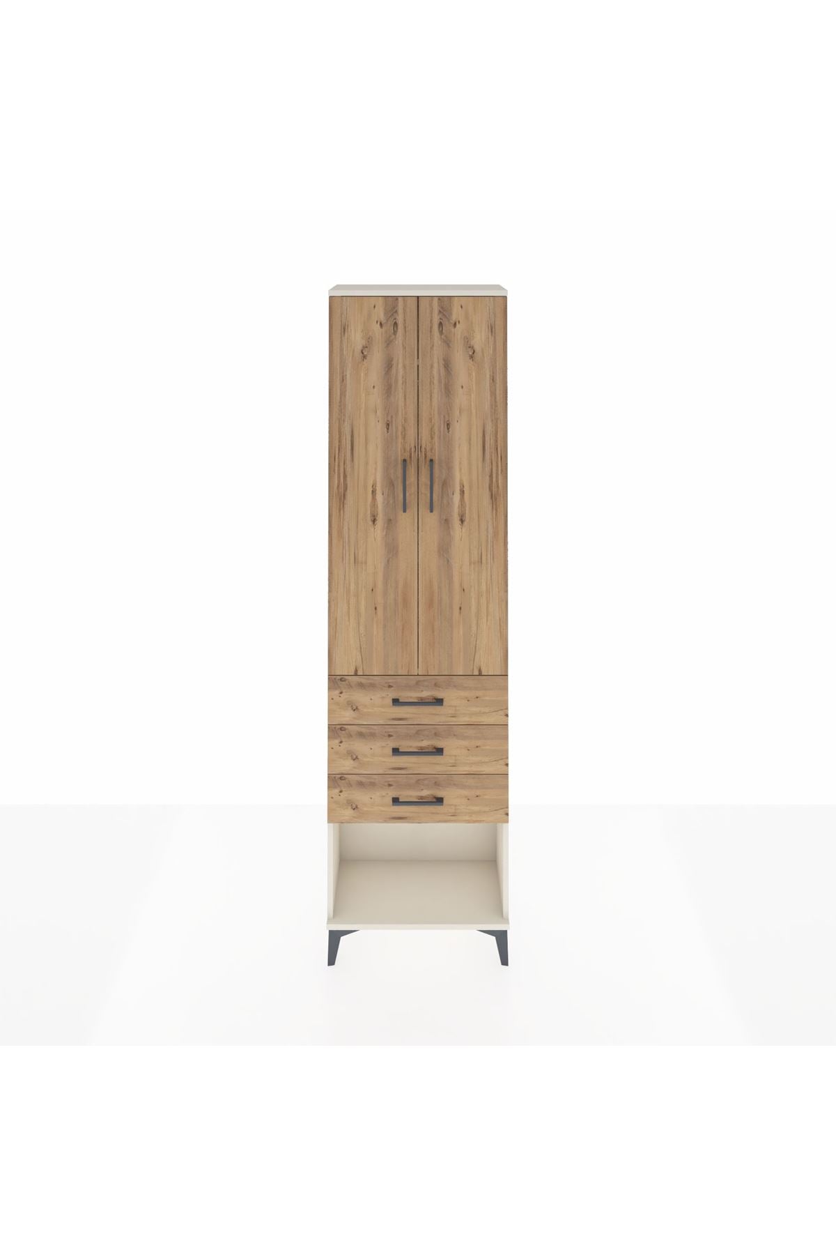 Arges Dolap 2 Raflı 3 Çekmeceli Tek Askılı 60x30x221 Aytaşı-Çam