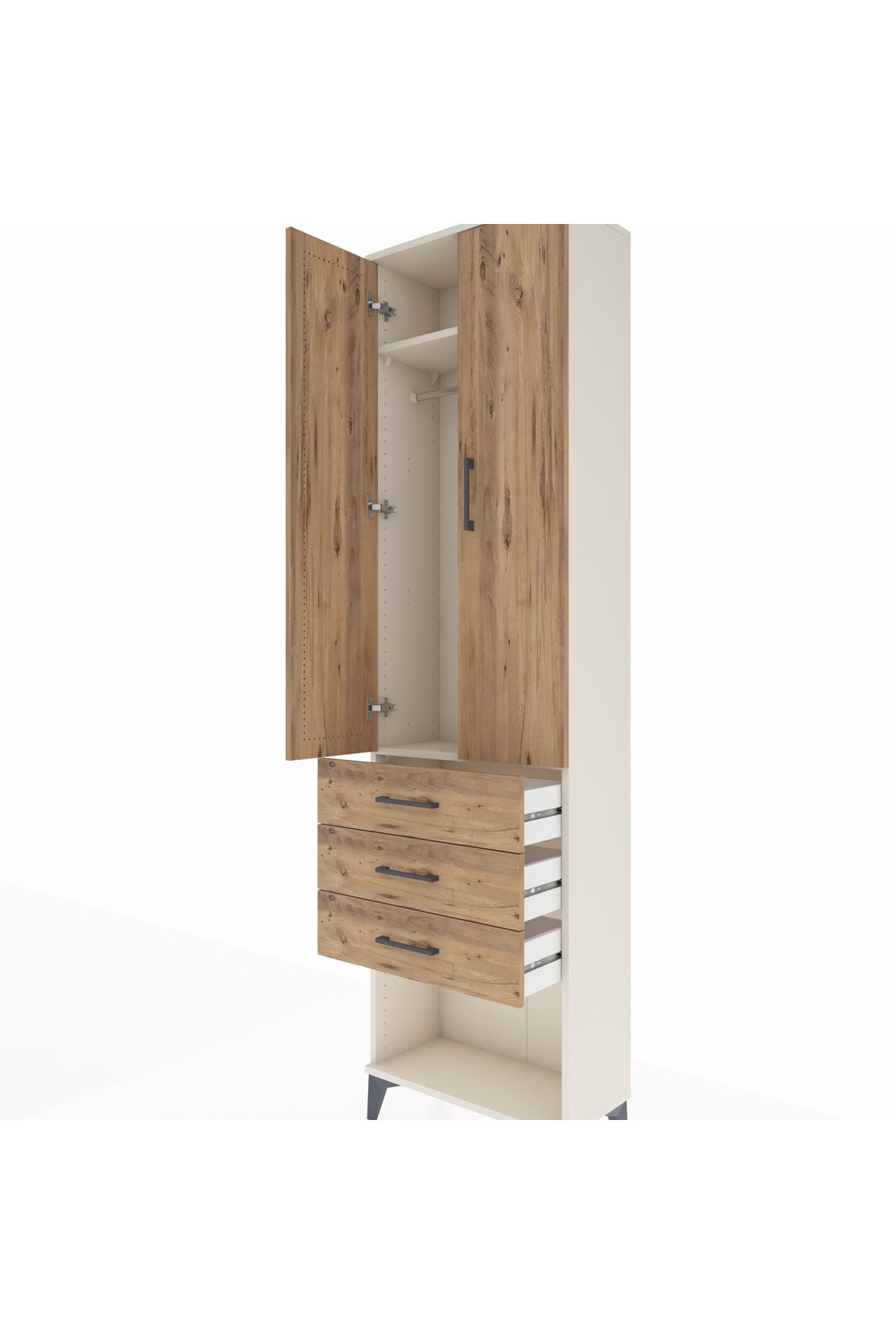 Arges Dolap 2 Raflı 3 Çekmeceli Tek Askılı 60x30x221 - S29M085V3A