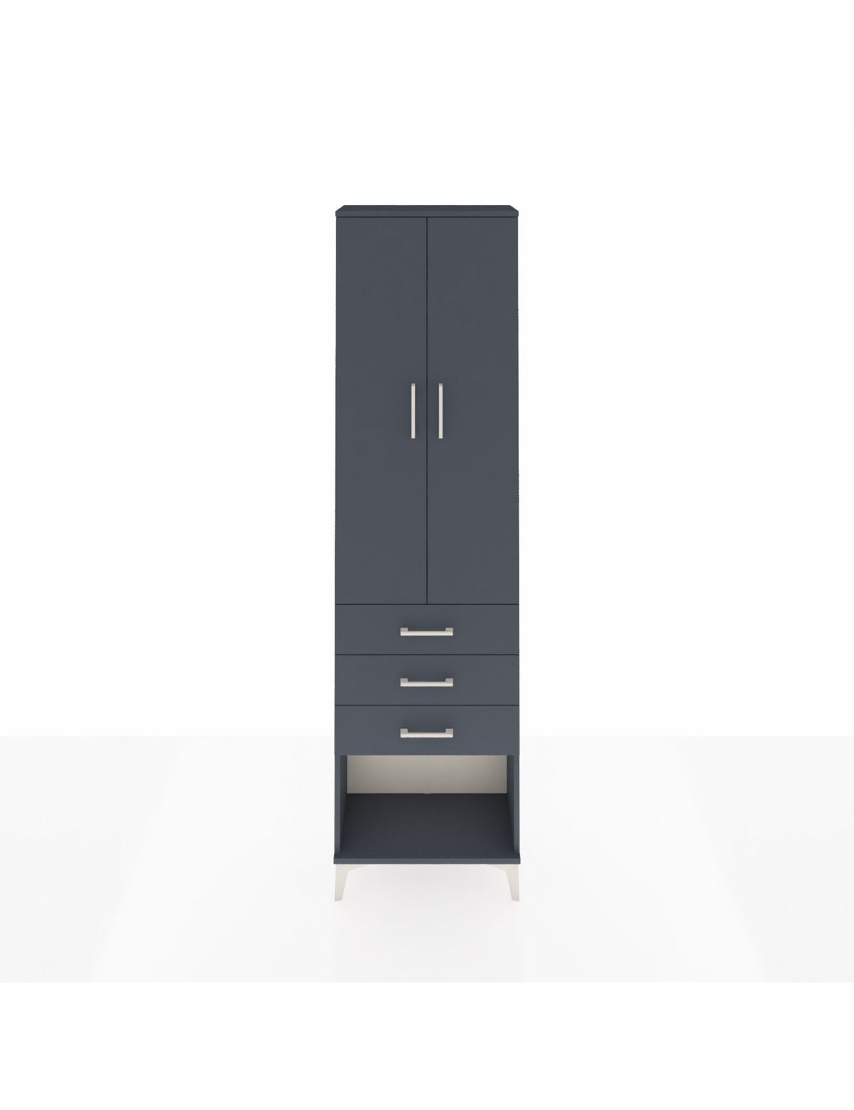 Arges Dolap 2 Raflı 3 Çekmeceli Tek Askılı 60x30x221 Antrasit-Antrasit