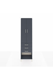 Arges Dolap 2 Raflı 3 Çekmeceli Tek Askılı 60x30x221 Antrasit-Antrasit