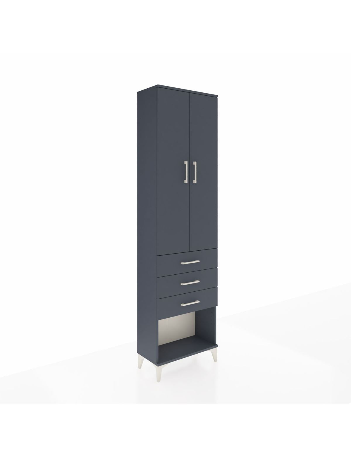 Arges Dolap 2 Raflı 3 Çekmeceli Tek Askılı 60x30x221 Antrasit-Antrasit