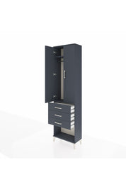 Arges Dolap 2 Raflı 3 Çekmeceli Tek Askılı 60x30x221 Antrasit-Antrasit