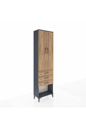 Arges Dolap 2 Raflı 3 Çekmeceli Tek Askılı 60x30x221 Antrasit-Çam