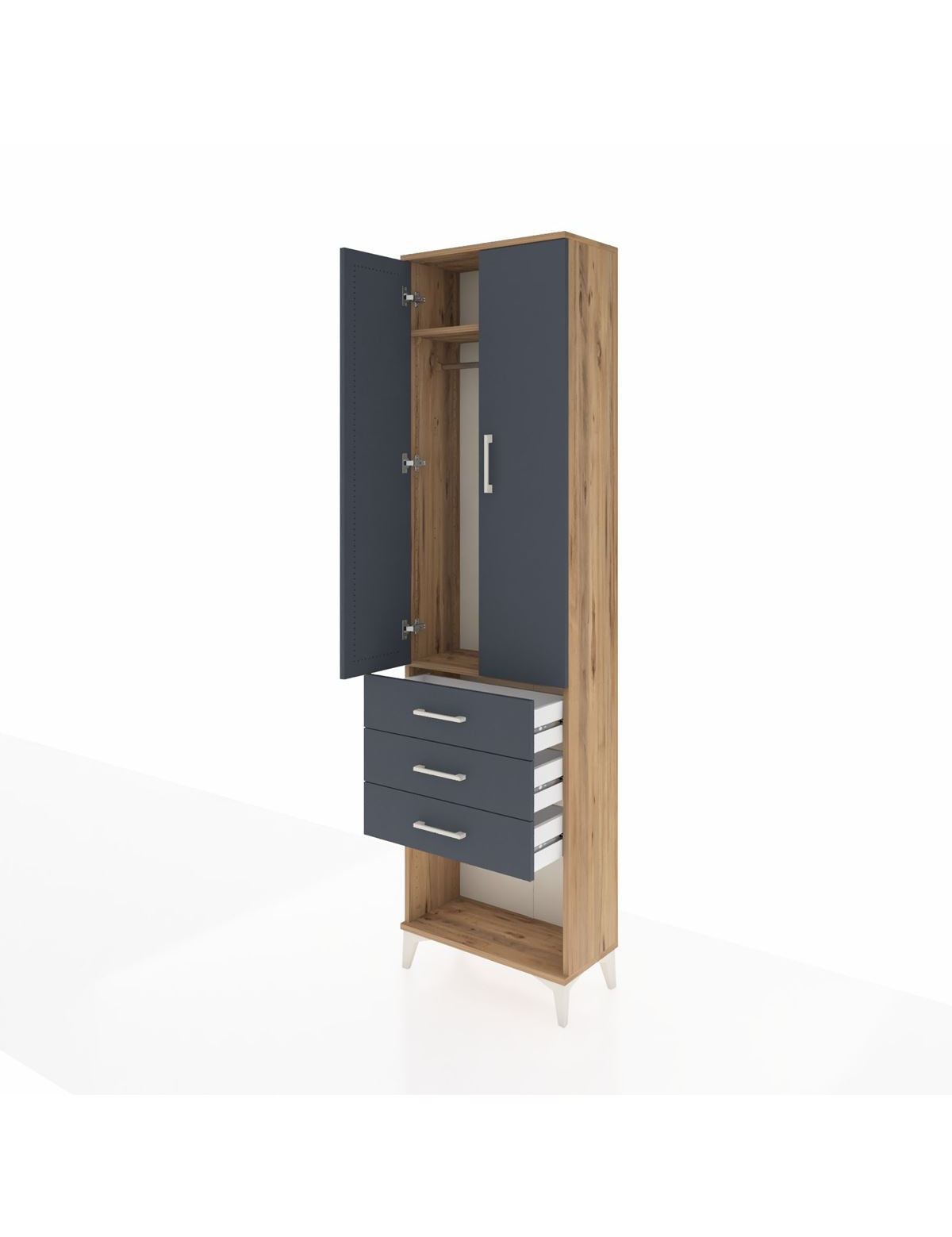 Arges Dolap 2 Raflı 3 Çekmeceli Tek Askılı 60x30x221 - S29M085V8A