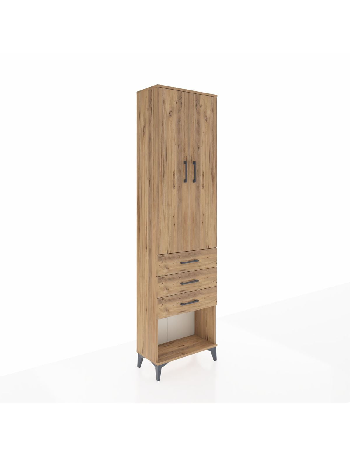 Arges Dolap 2 Raflı 3 Çekmeceli Tek Askılı 60x30x221 Çam-Çam