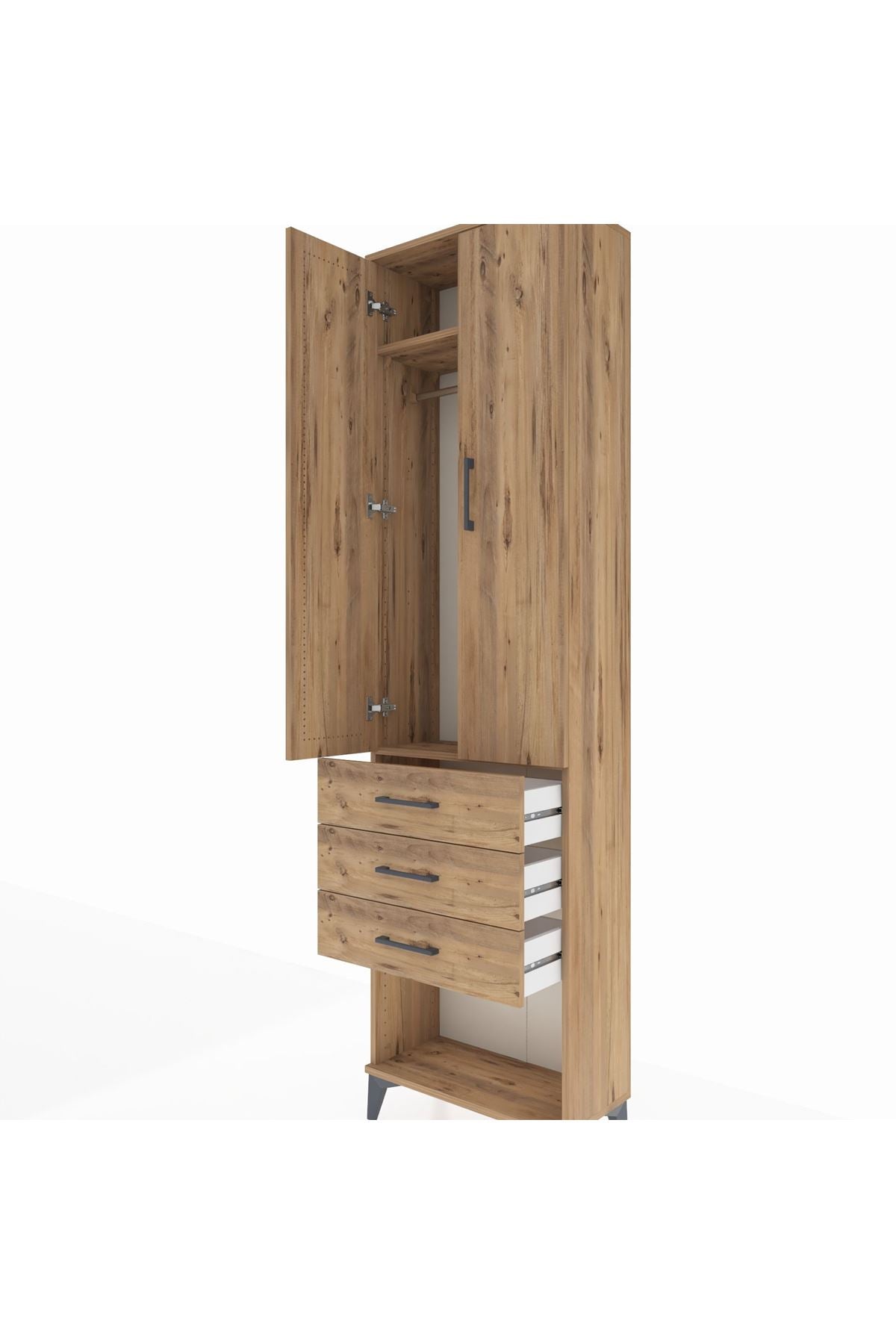 Arges Dolap 2 Raflı 3 Çekmeceli Tek Askılı 60x30x221 - S29M085V9A