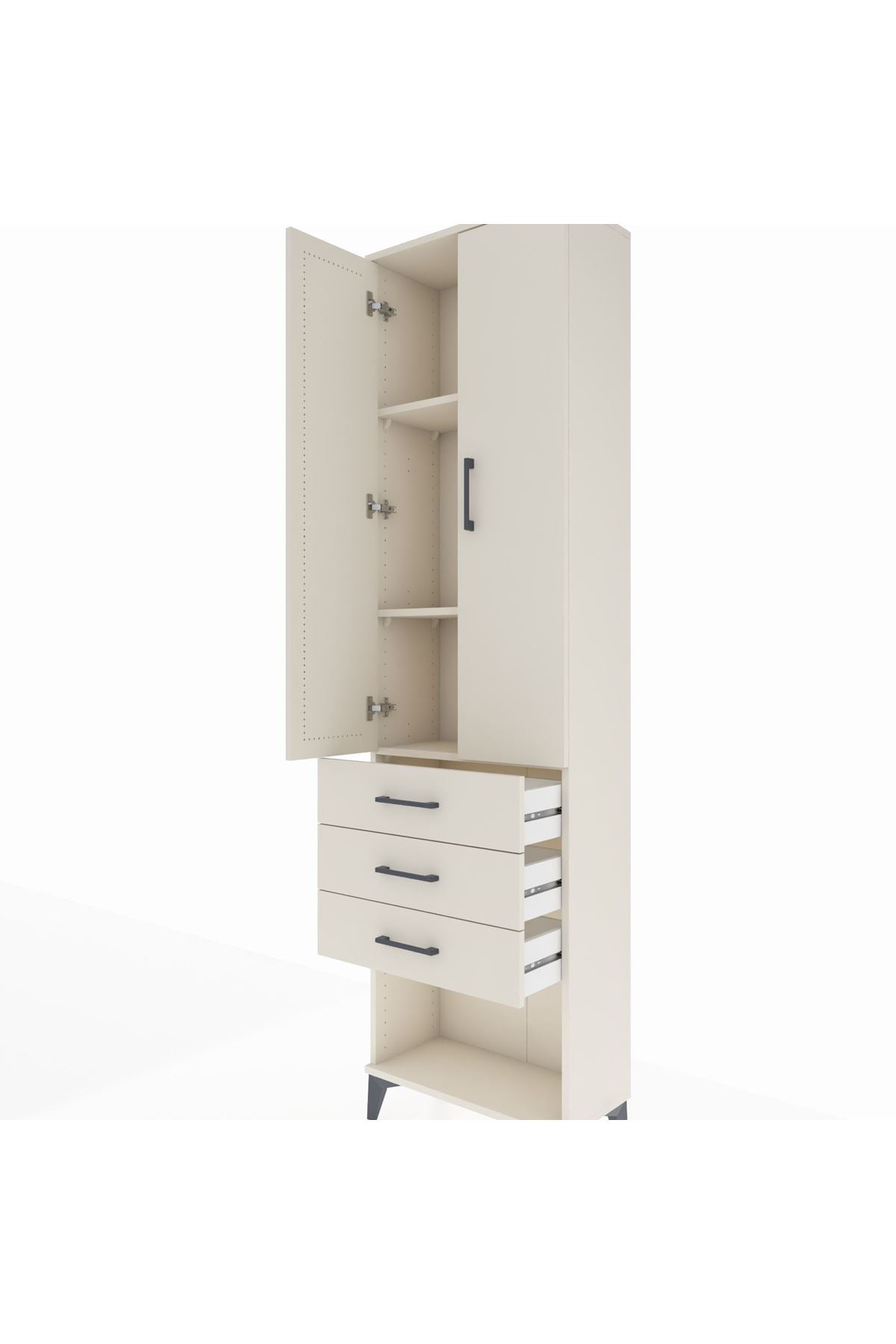 Arges Dolap 3 Raflı 3 Çekmeceli 2 Kapaklı 60x30x221 Aytaşı-Aytaşı