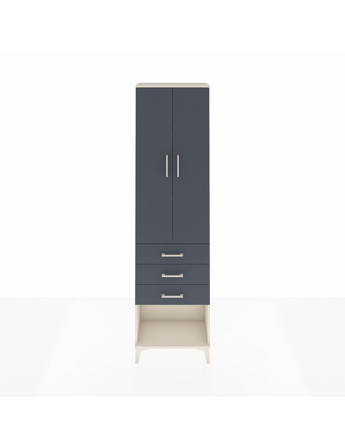 Arges Dolap 3 Raflı 3 Çekmeceli 2 Kapaklı 60x30x221 Aytaşı-Antrasit