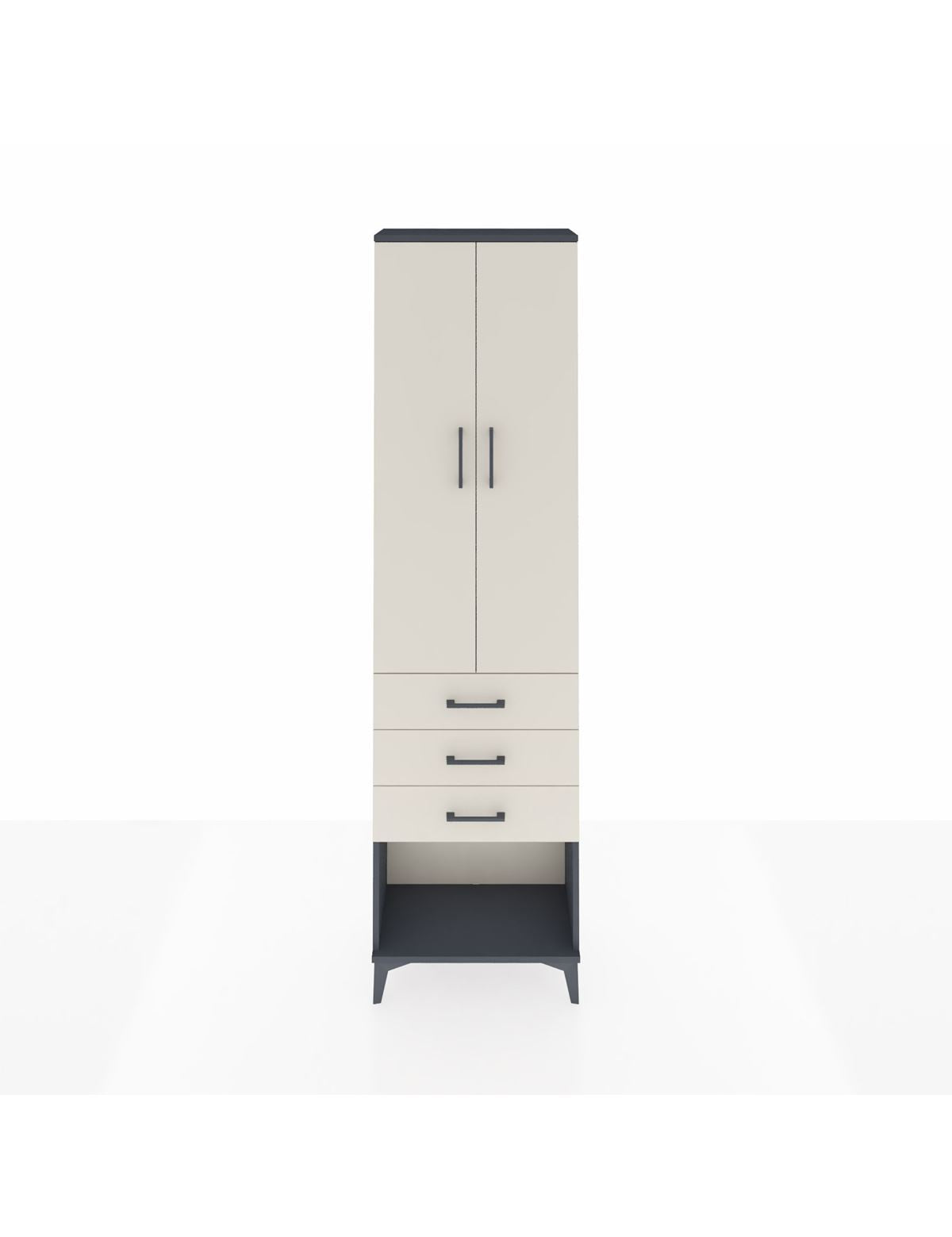 Arges Dolap 3 Raflı 3 Çekmeceli 2 Kapaklı 60x30x221 Antrasit-Aytaşı