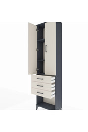 Arges Dolap 3 Raflı 3 Çekmeceli 2 Kapaklı 60x30x221 Antrasit-Aytaşı