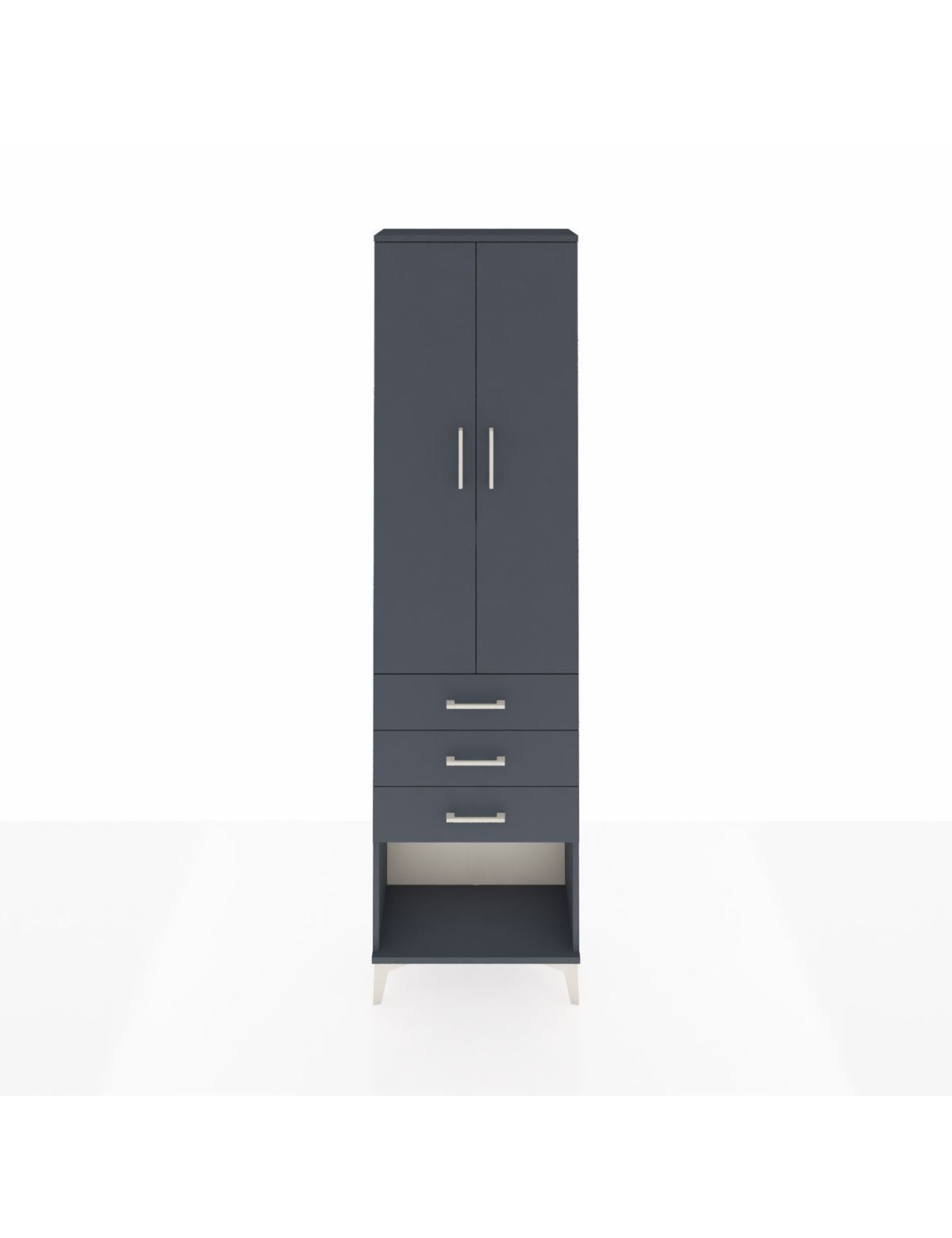 Arges Dolap 3 Raflı 3 Çekmeceli 2 Kapaklı 60x30x221 Antrasit-Antrasit