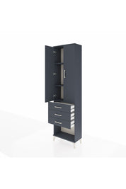 Arges Dolap 3 Raflı 3 Çekmeceli 2 Kapaklı 60x30x221 Antrasit-Antrasit