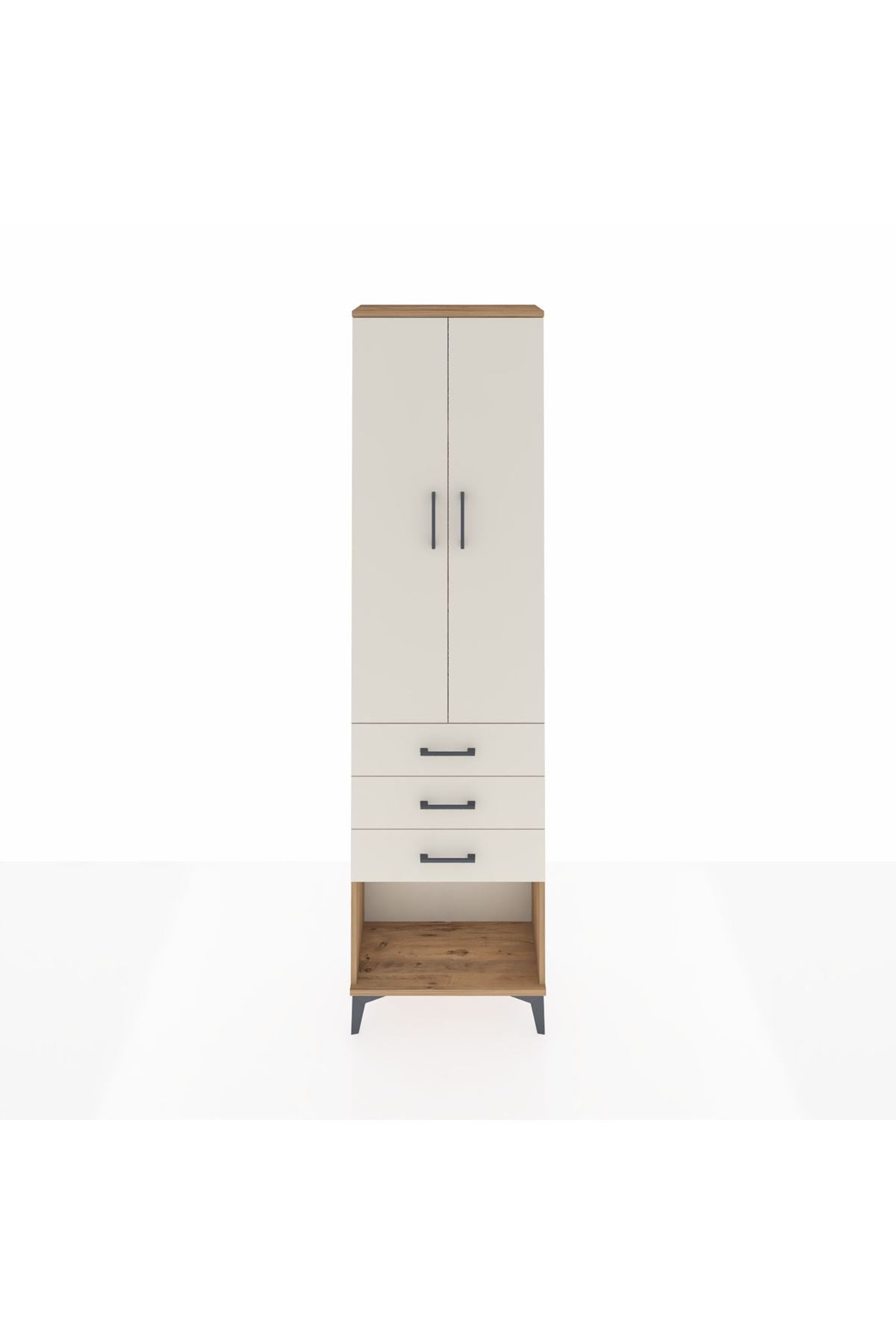 Arges Dolap 3 Raflı 3 Çekmeceli 2 Kapaklı 60x30x221 - S29M086V7A