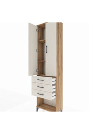 Arges Dolap 3 Raflı 3 Çekmeceli 2 Kapaklı 60x30x221 Çam-Aytaşı