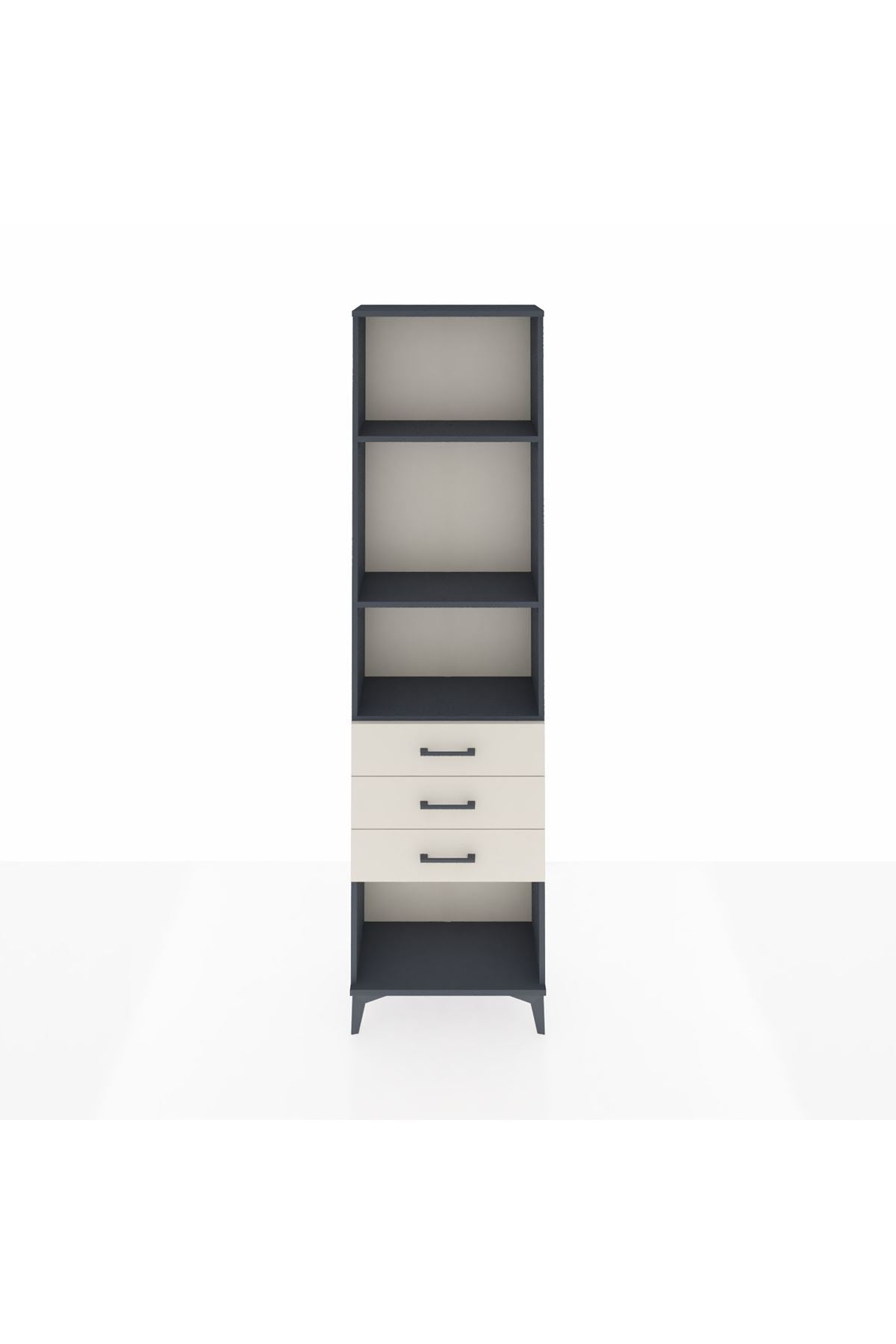 Arges Dolap 3 Raflı 3 Çekmeceli 60x30x221 Antrasit-Aytaşı