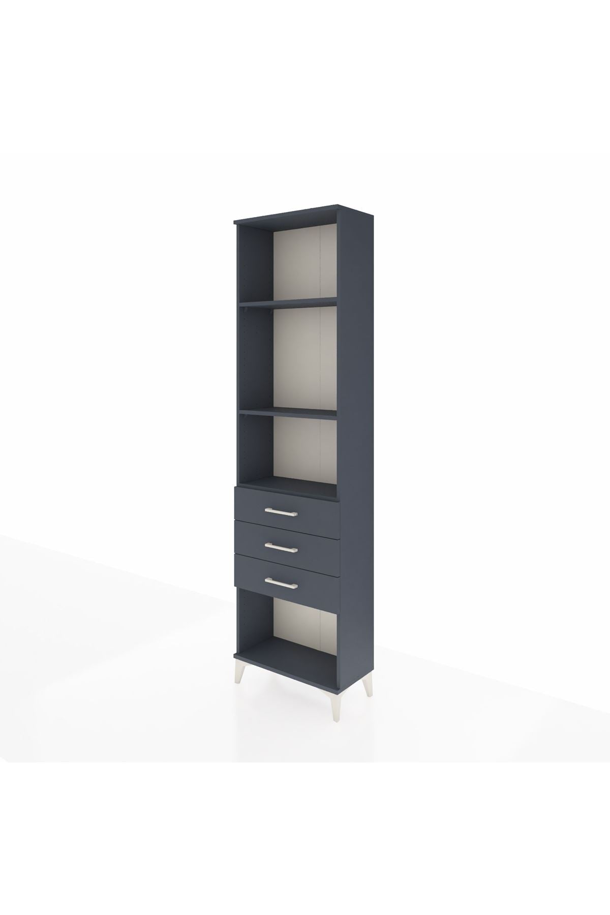 Arges Dolap 3 Raflı 3 Çekmeceli 60x30x221 Antrasit-Antrasit