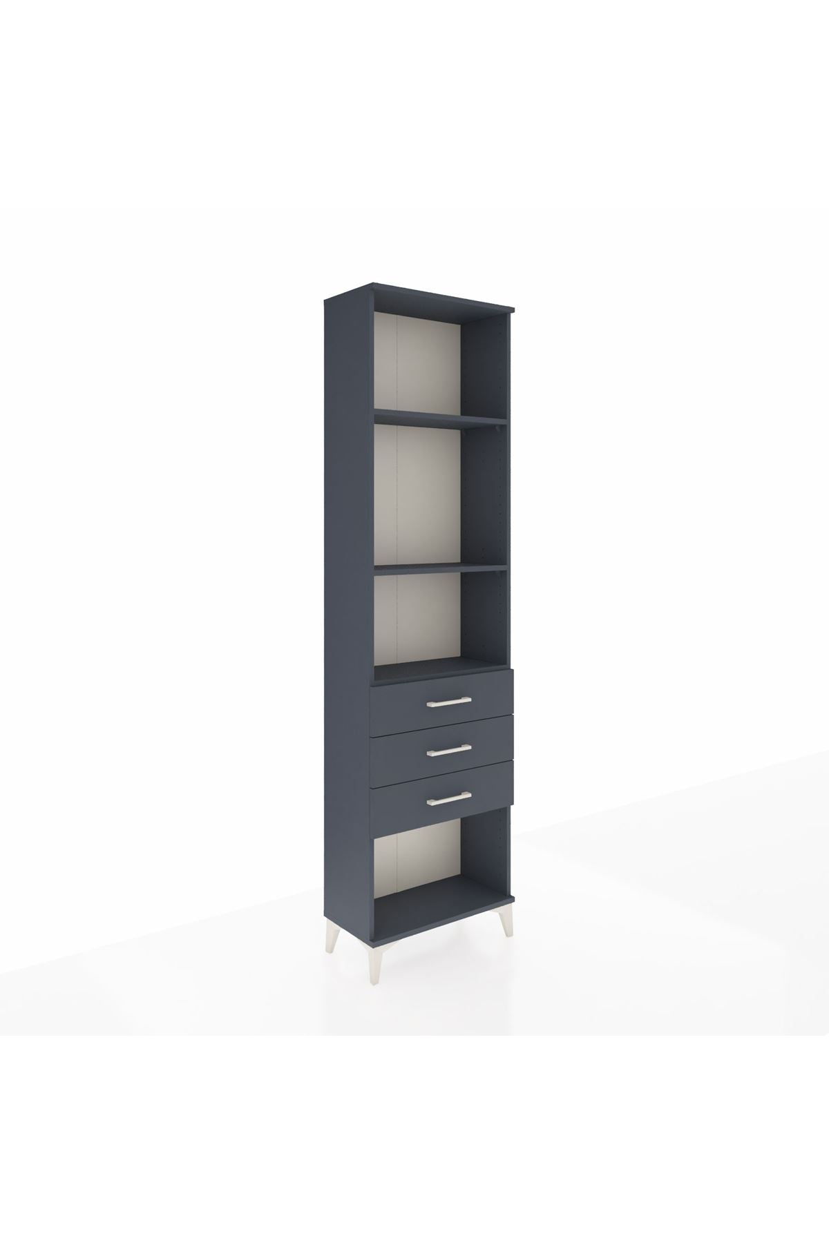 Arges Dolap 3 Raflı 3 Çekmeceli 60x30x221 Antrasit-Antrasit