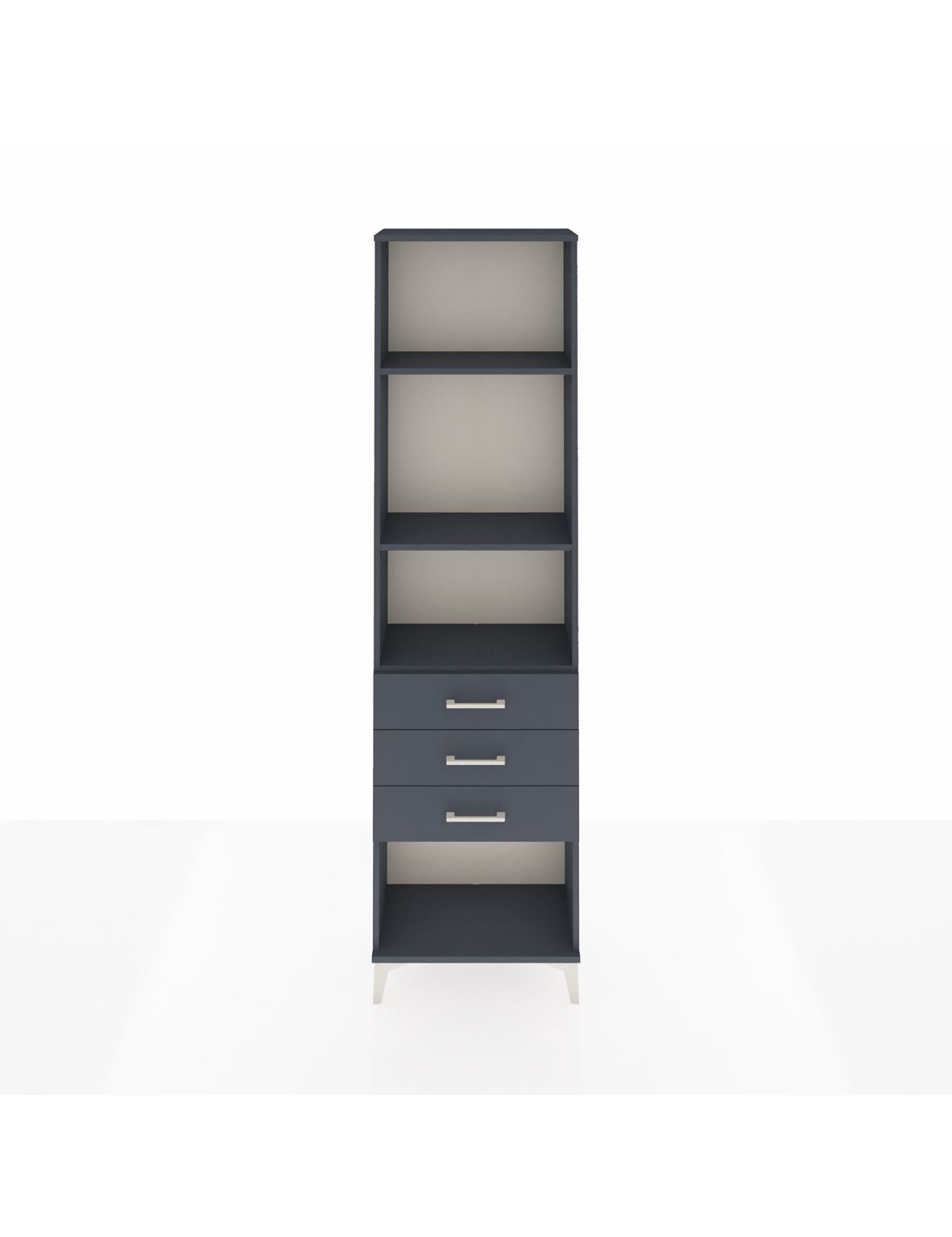 Arges Dolap 3 Raflı 3 Çekmeceli 60x30x221 Antrasit-Antrasit