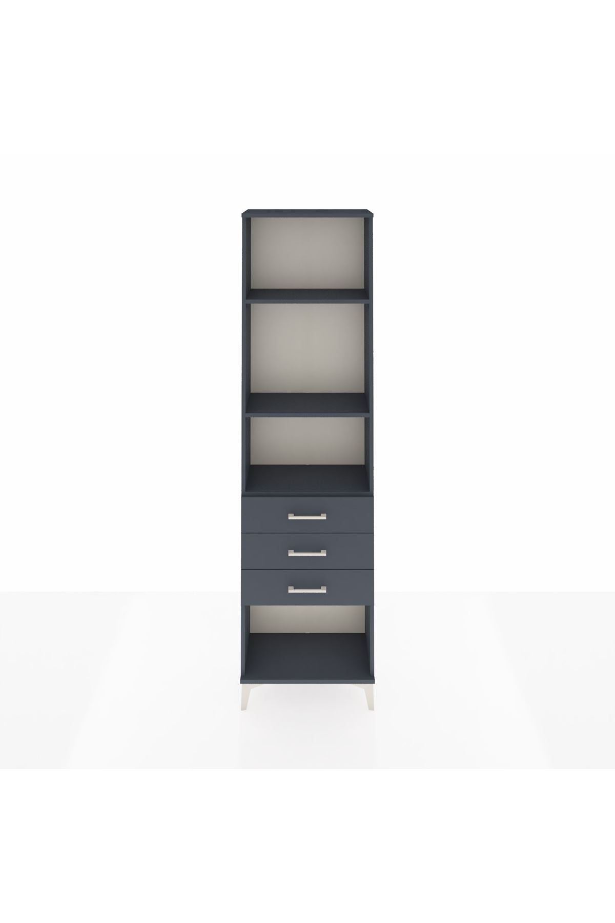 Arges Dolap 3 Raflı 3 Çekmeceli 60x30x221 Antrasit-Antrasit