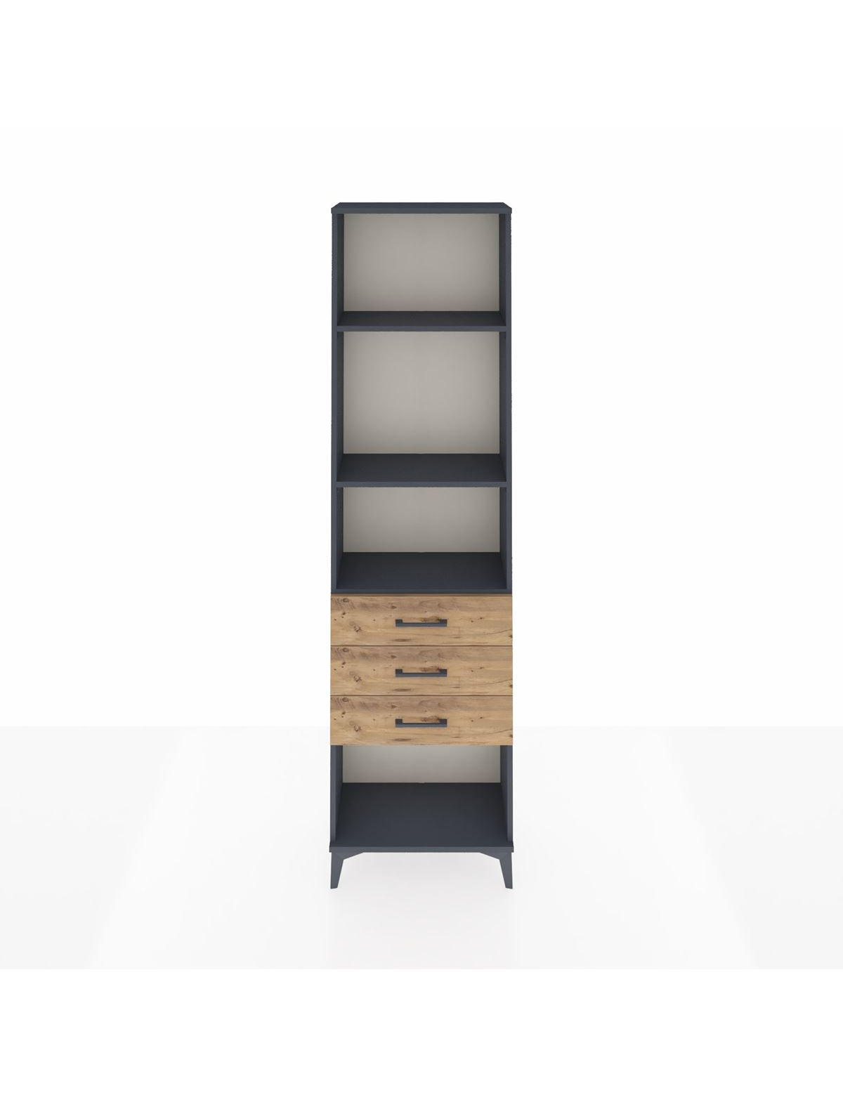 Arges Dolap 3 Raflı 3 Çekmeceli 60x30x221 Antrasit-Çam