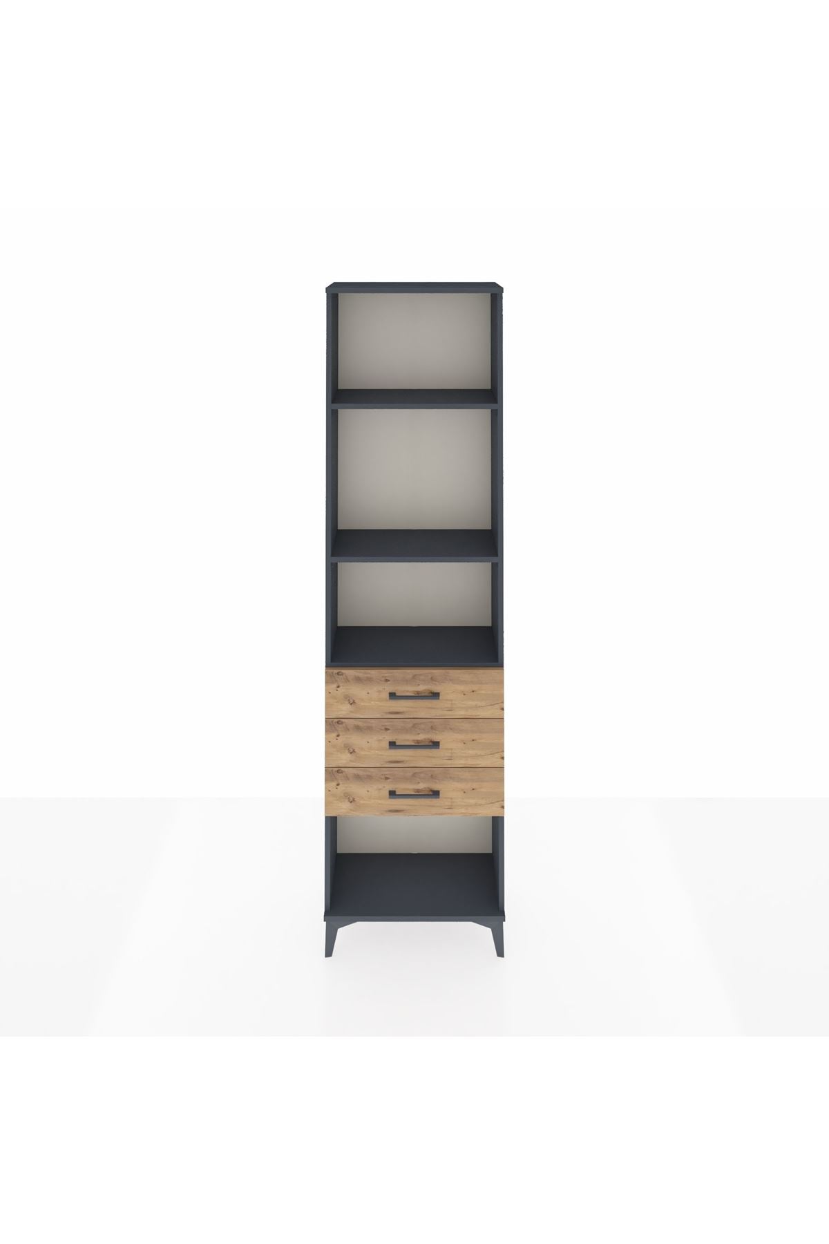 Arges Dolap 3 Raflı 3 Çekmeceli 60x30x221 Antrasit-Çam