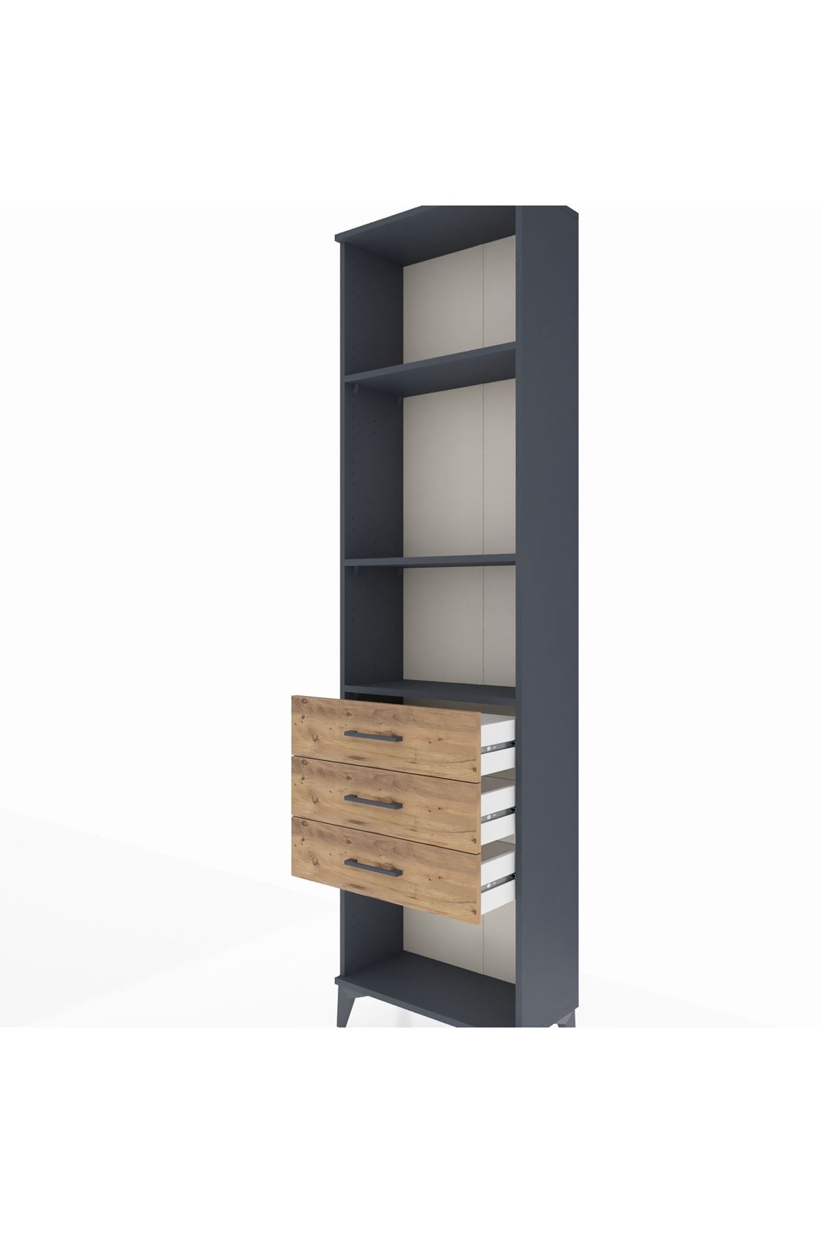 Arges Dolap 3 Raflı 3 Çekmeceli 60x30x221 Antrasit-Çam