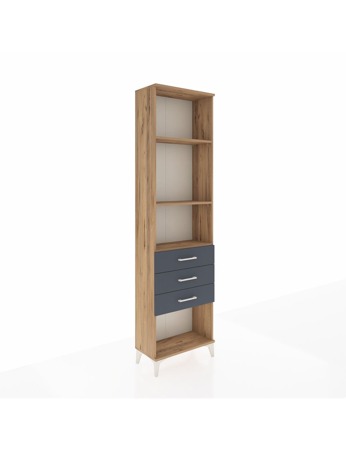 Arges Dolap 3 Raflı 3 Çekmeceli 60x30x221 Çam-Antrasit