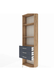 Arges Dolap 3 Raflı 3 Çekmeceli 60x30x221 Çam-Antrasit