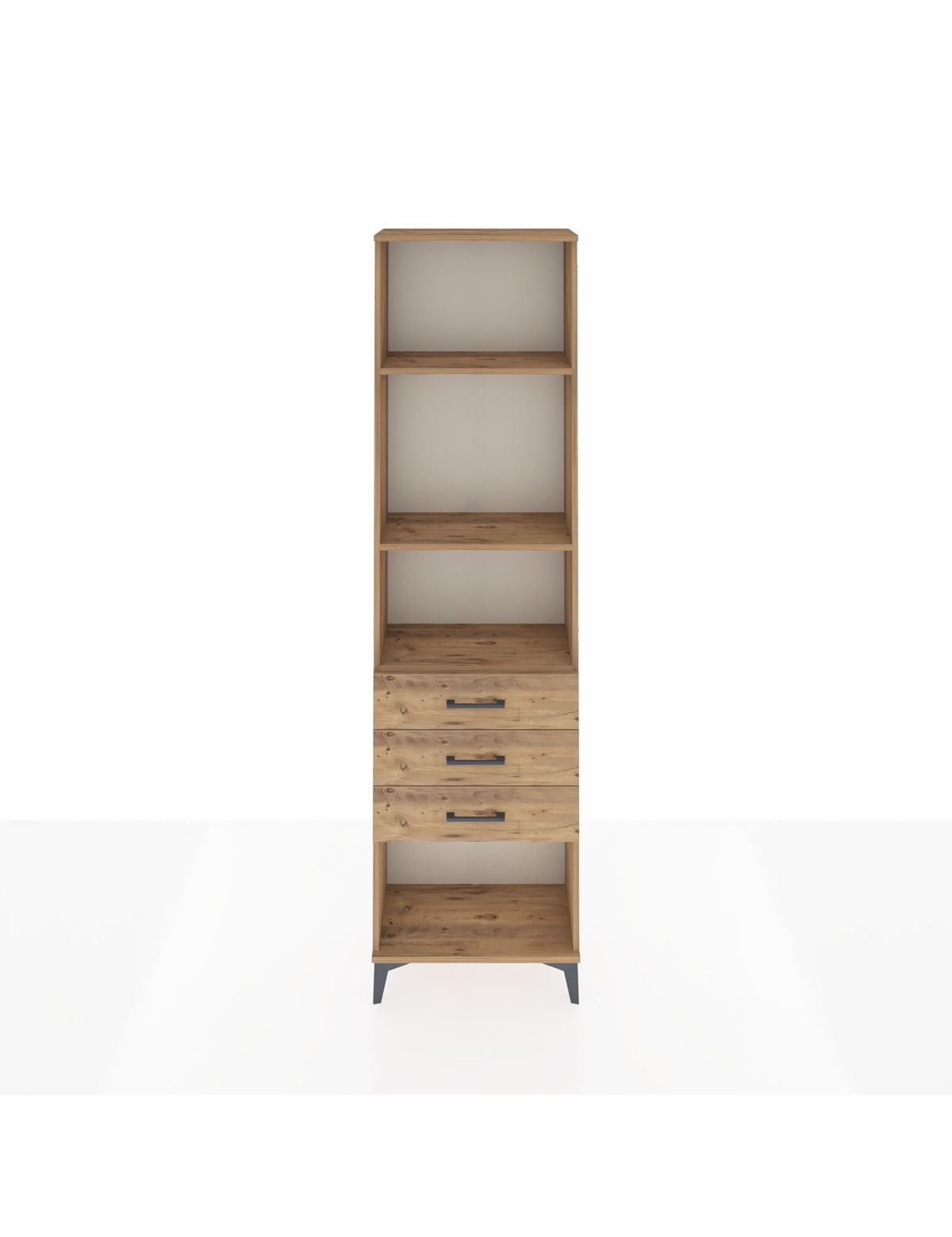 Arges Dolap 3 Raflı 3 Çekmeceli 60x30x221 Çam-Çam