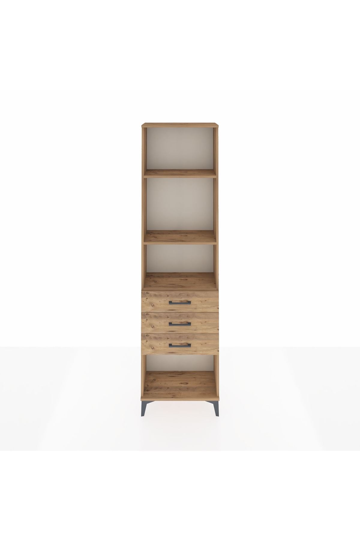 Arges Dolap 3 Raflı 3 Çekmeceli 60x30x221 Çam-Çam