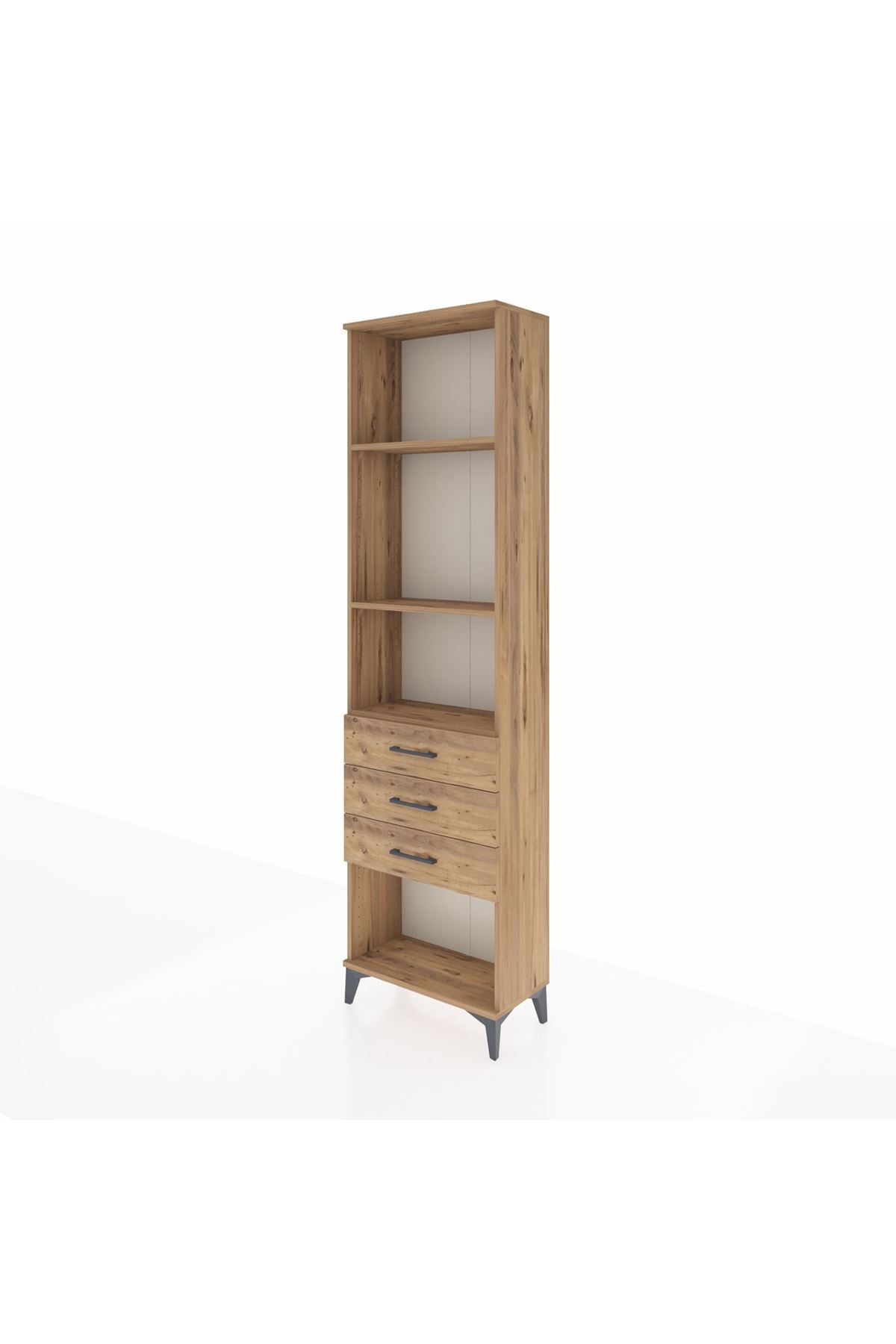 Arges Dolap 3 Raflı 3 Çekmeceli 60x30x221 Çam-Çam