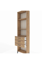 Arges Dolap 3 Raflı 3 Çekmeceli 60x30x221 Çam-Çam