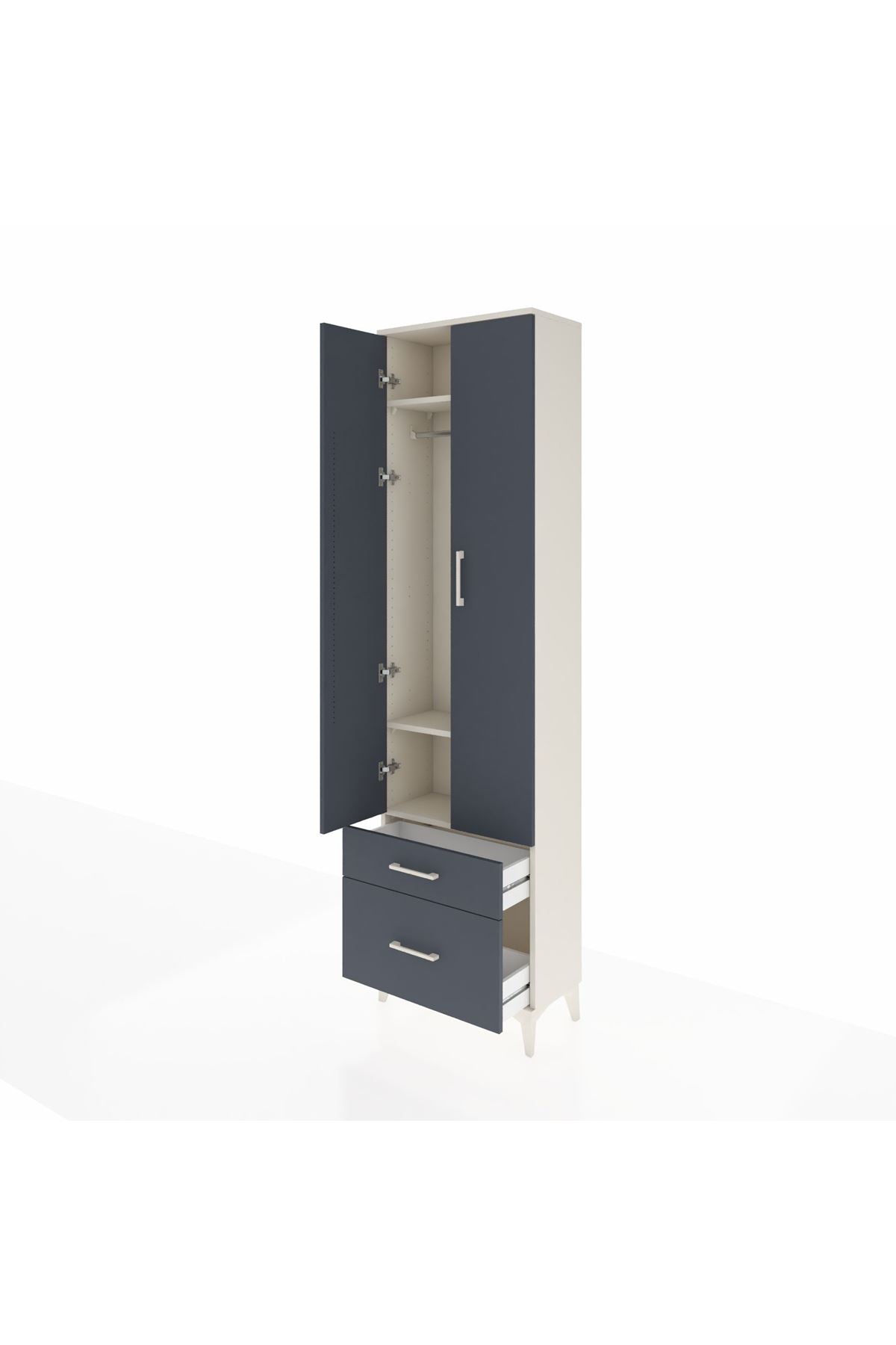 Arges Dolap 3 Raflı 2 Çekmeceli Tek Askılı 60x30x221 Aytaşı-Antrasit